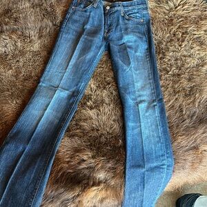 7 For All Mankind Blue Boot Cut Jeans with Signature Stitching